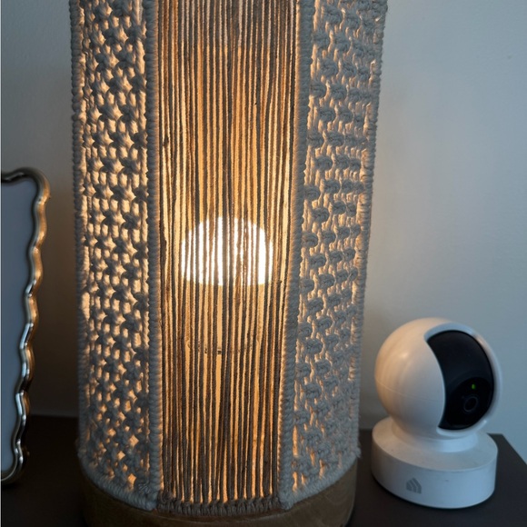 Beige Macrame Table Lamp - Picture 2 of 3